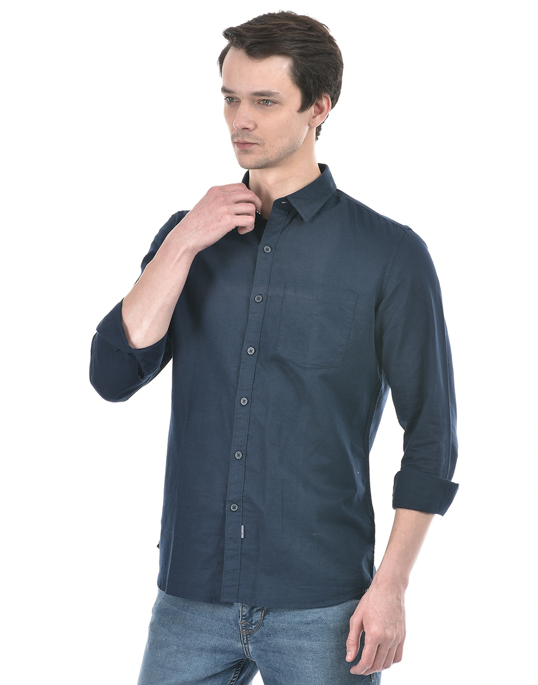 Numero Uno Men Solid Navy Shirt